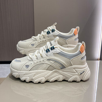 鸿星女鞋春季女鞋子老爹鞋ins潮显脚小网红运动鞋厚底百搭透气跑步鞋