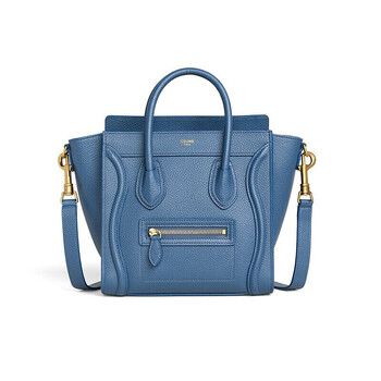 思琳女包赛琳瑟琳luggagenano汽油蓝转鼓小牛皮手提包斜挎包笑脸包