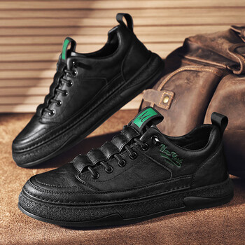 arshfe欧洲站男鞋夏季真皮板鞋白底黑面鞋子男潮鞋百搭潮流低帮英伦