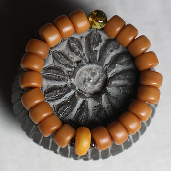 轩野缅甸自然风化菩提根手串老籽短款佛珠白玉菩提文玩男女手链隰桑男