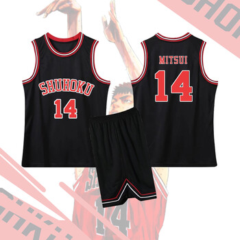 球衣流川枫樱木花道男女儿童短袖篮球服假两件个性定制黑色背心三井寿