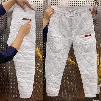 那荔男士棉裤高腰加厚外穿休闲棉裤男秋冬加厚东北户外保暖束脚白色