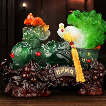 吉善缘 百财貔貅白菜摆件 店铺开业家居卧室书房装饰工艺品摆件乔迁