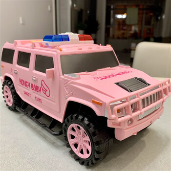 运钞车儿童存钱罐男生孩悍马警车储蓄 粉色电池