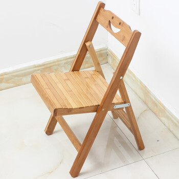 折叠椅子家用休闲靠背椅楠竹木小椅子板凳换鞋凳子免安装 小号笑脸