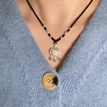 凤凰祥云999银长命锁镂空吊坠大人宝宝小孩婴儿情侣足银平安锁项链