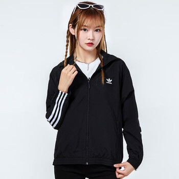 阿迪达斯三叶草外套女2021秋季新款运动服梭织防风立领夹克h20540h205