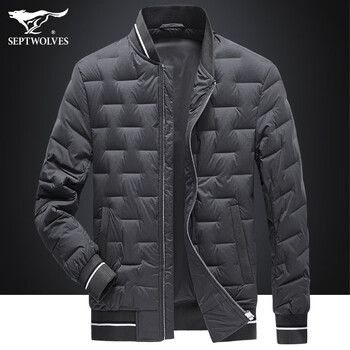 七匹狼羽绒服男冬季新款棒球领保暖厚款外套男士白鸭绒羽绒商务休闲