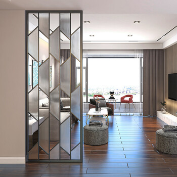 桢知北欧玻璃屏风隔断客厅进门玄关装饰卧室网红租房分隔现代简约f款