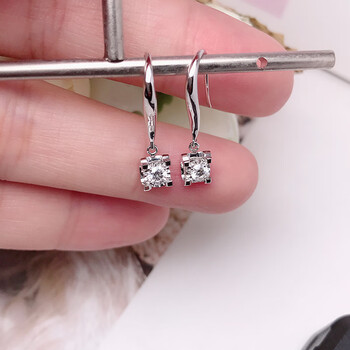 丹菲蒂珠宝18k金结婚钻石耳钉钻石耳钩钻石耳坠女真钻裸钻钻戒指0分钻