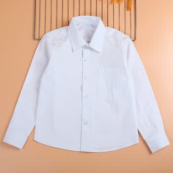 忻悦晴童装校服白色衬衫男童表演礼服上衣中大儿童小学生班服口袋白