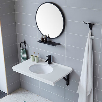 简易大理石洗手台洗脸池盆挂墙式洗手盆柜组合小户型洗漱台面盆5540