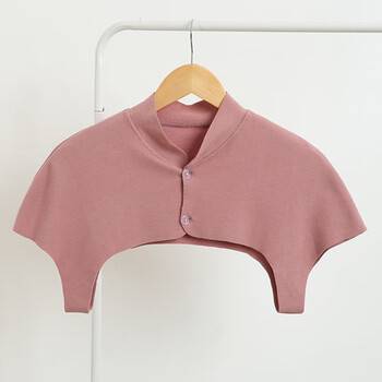 高领德绒保暖护肩中老年防寒防冻睡觉坎肩长袖秋冬护肩神器 粉红色有