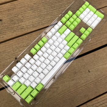 灰白拼色 适用i·kbc罗·技k845透光键帽 内白外绿pbt常规oem键帽透光