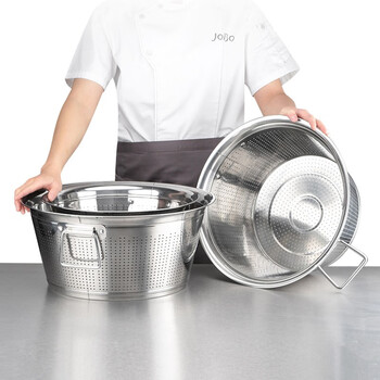 巨博(jobo) 商用不锈钢沥水桶 加厚洗米桶筛箩盆蔬菜漏水桶酒店餐饮