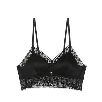 17周年庆爱慕高端laclover兰卡文素色真丝系列女浪漫蕾丝花片三角背心