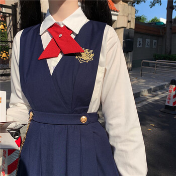 护奶裙日系jk制服百褶裙学生卡奶裙学院连衣裙女秋冬套装交叉领结s