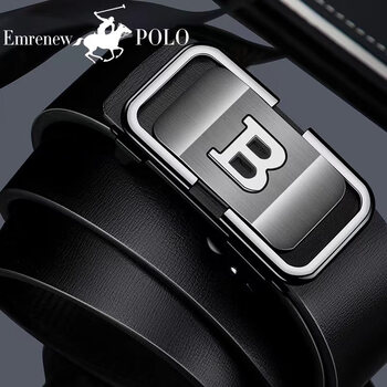 emrenewpolo安普里保罗男士无牙自动扣皮带男腰带商务 新款枪色 赠礼