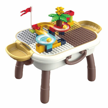 贝妮铭六一生日礼物大颗粒积木桌儿童多功能游戏桌男女孩36岁学习桌大