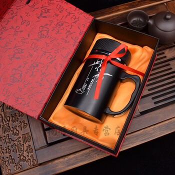 brez紫砂内胆保温杯商务礼品杯子男士办公泡茶手柄水杯礼盒装新款瑞士