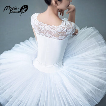 小茉莉蕾丝绣花体操服女连体舞蹈服芭蕾舞练功服形体服基训服 白色