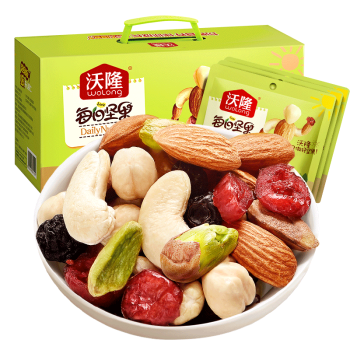 沃隆超級(jí)每日?qǐng)?jiān)果750g/30袋含18%開心果仁混合干果學(xué)生零食禮盒