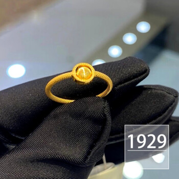 kulv18k金转运珠戒指调太幅金黄转.