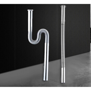 浴室柜软管不锈钢伸缩下水管波纹管排水管s弯管e06 银色