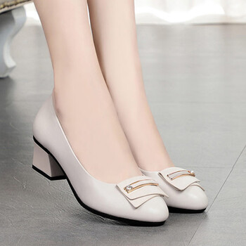 女鞋>女士单鞋>女士船鞋>waitawait>waitawait中年皮鞋女单鞋半高跟