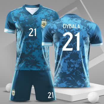 短袖儿童成人训练服比赛服团购定制2021阿根廷客21号迪巴拉24码140