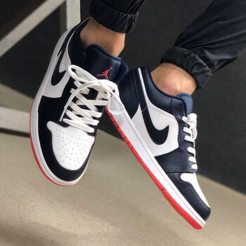 白拼接男女鞋对版篮球鞋运动鞋 aj低帮蓝白午夜_标准尺寸脚肥拍大一码