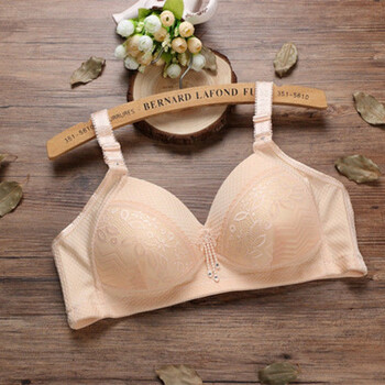 大码妈妈中年妇女无钢圈妈妈文胸聚拢内衣胸罩女 肤色 36/80b