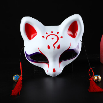帕加马狸猫面具半脸日式和风狐狸手绘彩绘动漫男女猫脸cosplay舞会狐脸