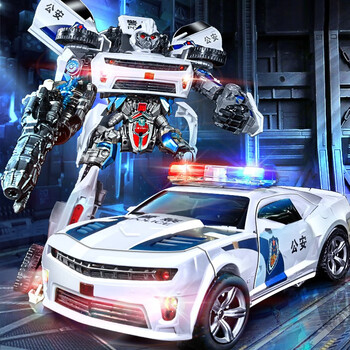 超大警察车飞机黄蜂变身机器人金刚消防车汽车人男孩模型 白色警车