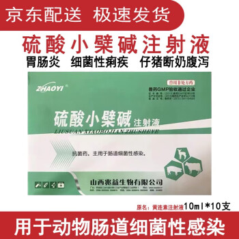 兽用兽药硫酸小檗碱注射液猪羊黄连素针剂肠道感染止痢拉稀药
