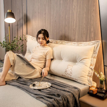 南极人家纺床头靠垫新款刺绣日式立体绒大靠被三角护腰卧室床上靠枕可