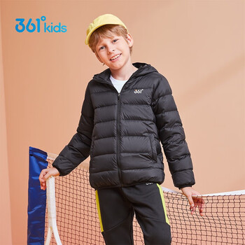 361儿童羽绒服轻薄款冬季新品中大童连帽保暖上衣男童羽绒外套经典黑