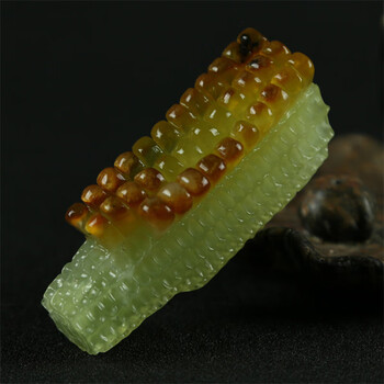 文玩玉米 岫玉手把件花玉老料雕刻玉米文玩把件 装饰品小摆件多子多福