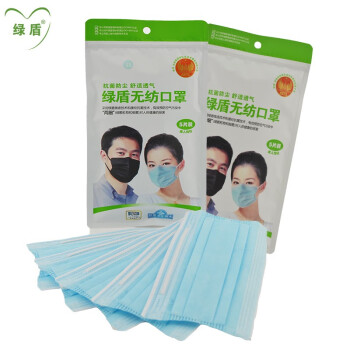 绿盾 抗菌防霾防花粉PM2.5无纺口罩一次性防尘 5片装