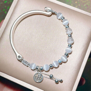 aif999银半镯和田玉平安锁手镯女520情人节礼物送女友生日礼物送老婆