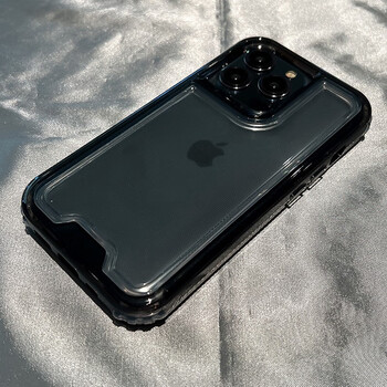 三合一防摔13壳厚实iphone14promax透明款保护12/11 透明黑边-三