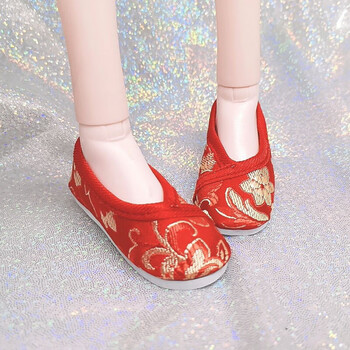 60厘米芭比娃娃高跟鞋bjd娃娃帆布鞋公主鞋靴长筒鞋lzn 红色汉服古装