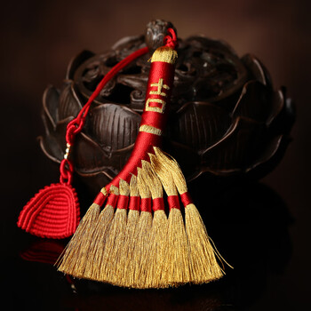 金扫帚挂件迷你小扫把手工编织手机包包挂饰婴儿宝宝祈福礼物笤帚吉字