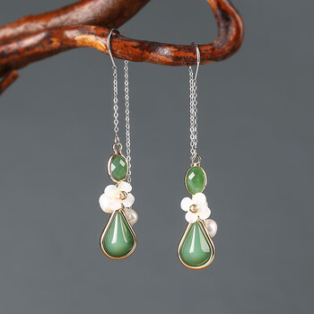 韩生生古风耳线耳环配旗袍古典复古2023年新款潮汉服耳饰耳坠绿色夏款