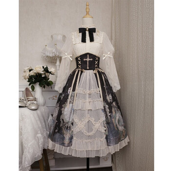 斌布喵酱家原创蝴蝶时钟复古宫廷风洛丽塔衬衫半身裙sk套装lolita洋装