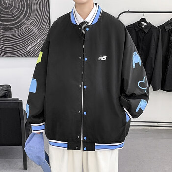 new balance新百伦夹男2022春秋款潮流宽松外套情侣 黑色 l