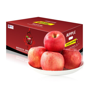 华圣 陕西洛川红富士苹果 21-24粒 净重9.4斤 大果 单果180g-270g 生鲜 新鲜水果