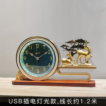 新中式实木座钟复古石英钟客厅艺术摆件静音桌面台钟家用轻奢时钟