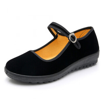 老北京布鞋工作黑布鞋女中跟厚底酒店上班鞋子舞蹈鞋妈妈鞋单鞋 注塑