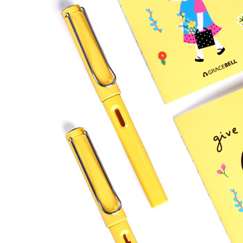 钢笔学生专用练字笔书法用笔硬笔刚笔男女孩墨囊吸墨钢笔明尖黄色0